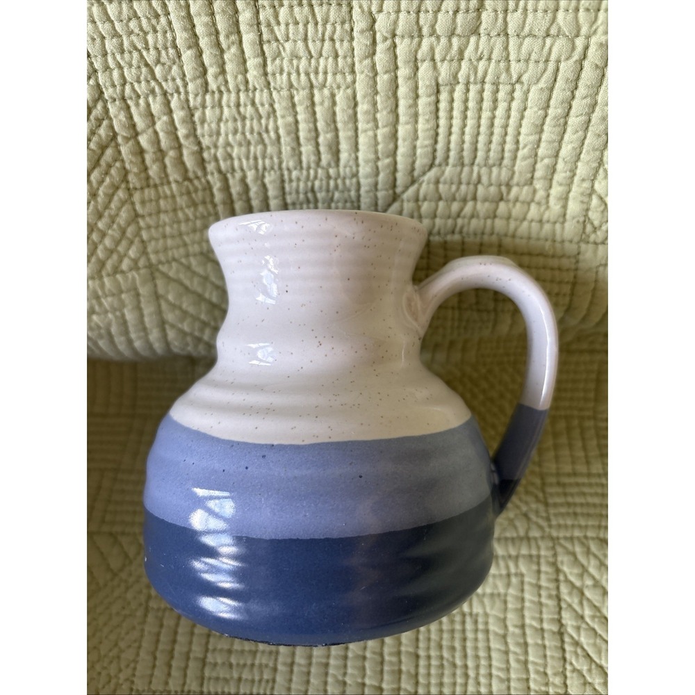 Clay In Mind Handmade Coastal Blue Pottery Pitcher Jug Speckled White